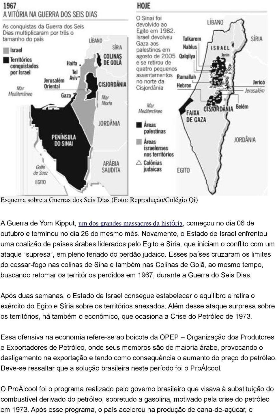 Esses países cruzaram os limites do cessar-fogo nas colinas de Sina e também nas Colinas de Golã, ao mesmo tempo, buscando retomar os territórios perdidos em 1967, durante a Guerra do Seis Dias.