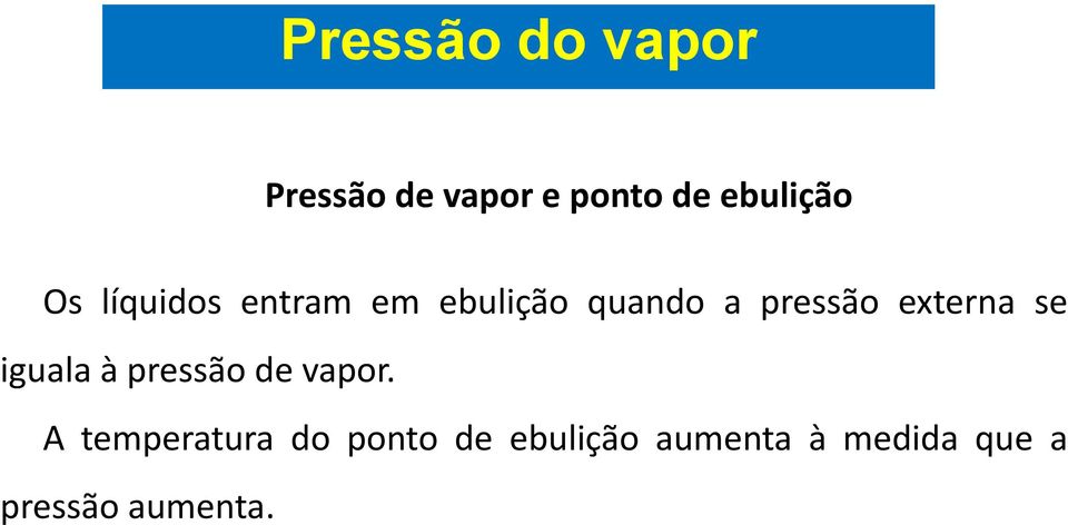 externa se iguala à pressão de vapor.