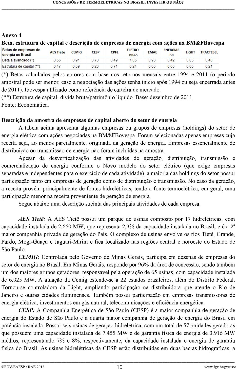 (**) Estrutura de capital: dívida bruta/patrimônio líquido. Base: dezembro de 2011. Fonte: Economática.