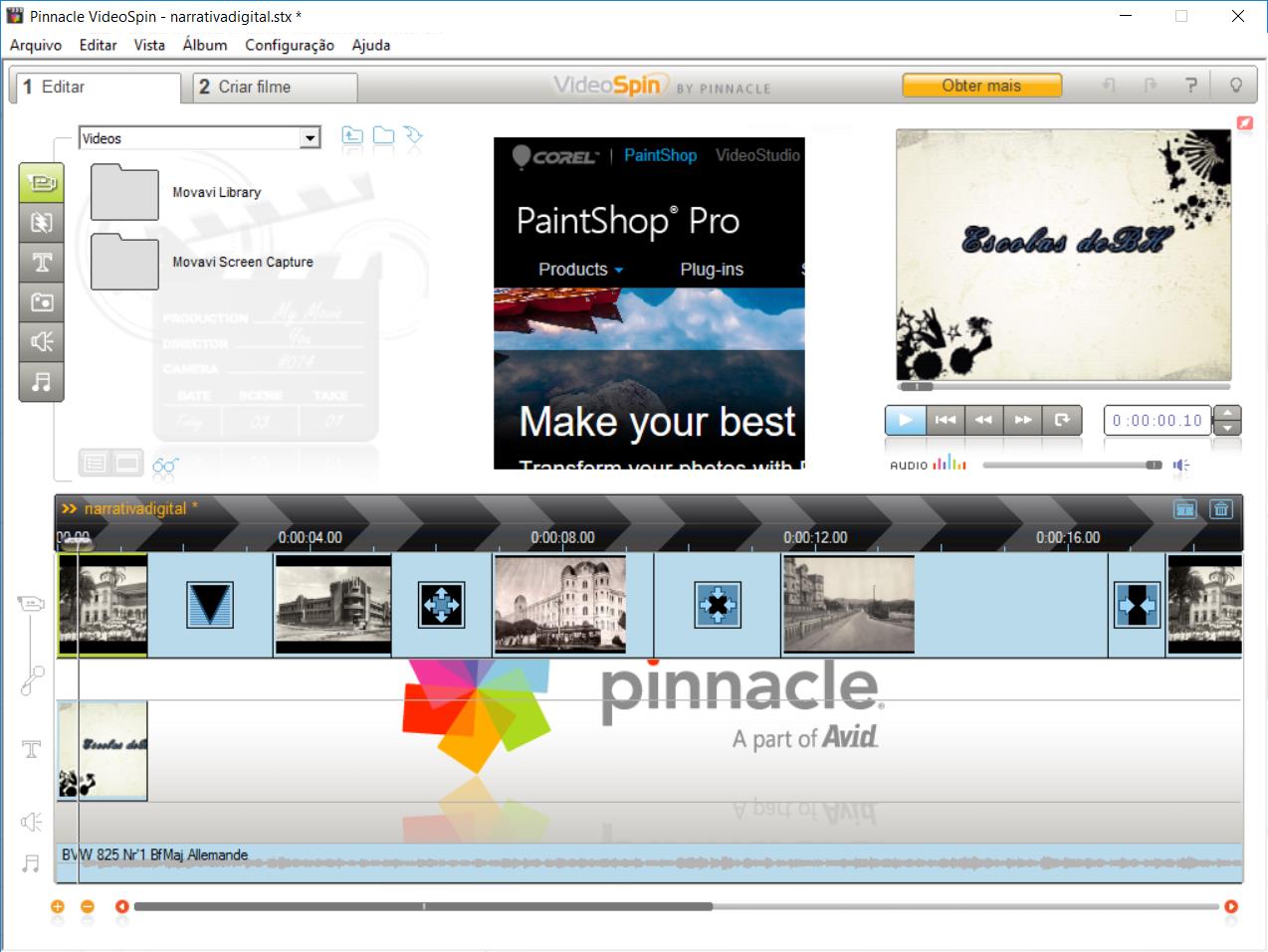 Executando Pinnacle VideoSpin - Passo 27 Para ter um preview do filme, clique na