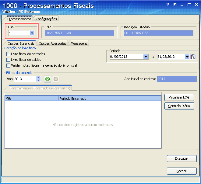 Recálculo do PIS/COFINS Para realizar o recálculo do PIS/COFINS siga os procedimentos abaixo: 1) Acesse a rotina 1000 Processamentos Fiscais, a partir