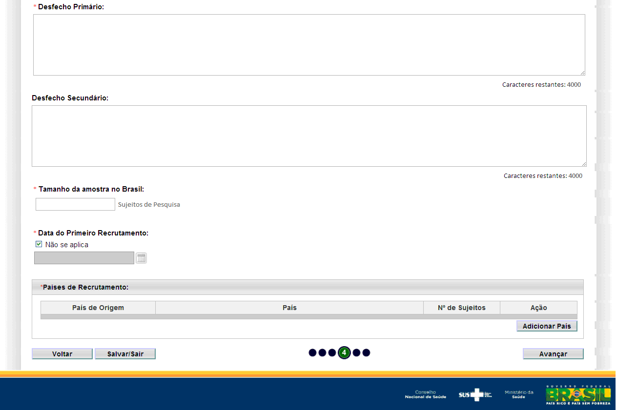 20 Nova Submissão - 4. Detalhamento do Estudo (3/3) Comentar/informar o Desfecho Primário da presente pesquisa. Exemplo: Estima-se que... contribuirá para.