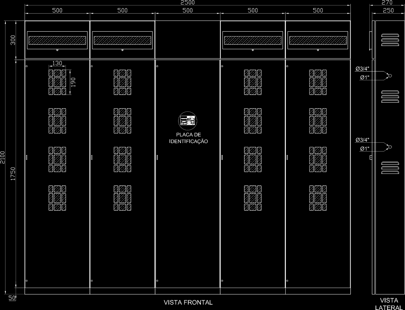 Figura 24 - Painel para Medidores e Disjuntores individuais até 200 A PMD3 (Padrão para 04