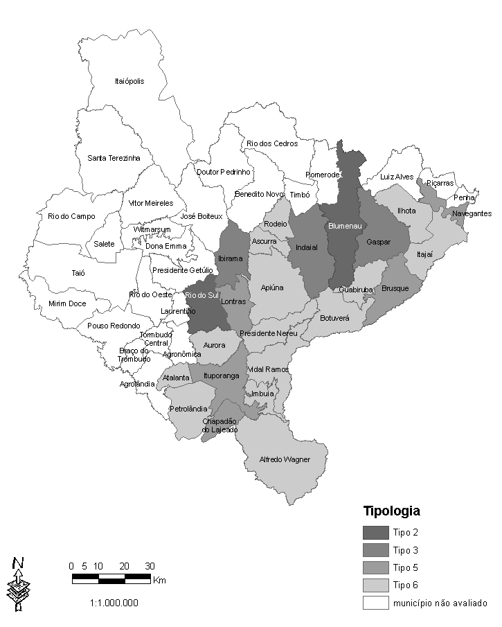 Figura 3: Tipologia de parâmetros municipais para definição de espaços territoriais protegidos em margens de cursos de água e nascentes até 2004.