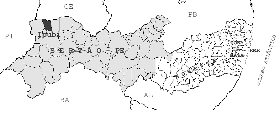 1. Perfil Demográfico Regional O município de Ipubi se localiza na mesorregião do Sertão Pernambucano e microrregião de Araripina, como mostra a Figura 1.