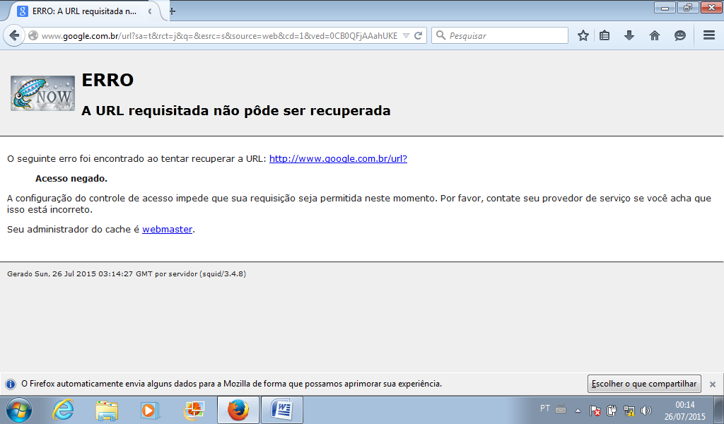 Passo Nº 19 Abra o endereço http:www.google.com.br, E digite a palavra que definimos no arquivo bloquedos.