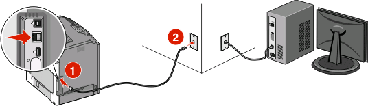 Conectar-se usando uma rede Ethernet Conexão e configuração com fio 1 Conecte o cabo Ethernet à impressora e a uma porta Ethernet ativa na rede.