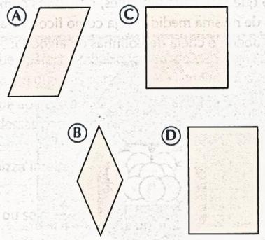 Túlio indicou a figura que representa um losango. Qual dessas figuras ele indicou? (A) 1 (B) 2 (C) 3 (D) 4 13. O Tangram é formado por sete peças.