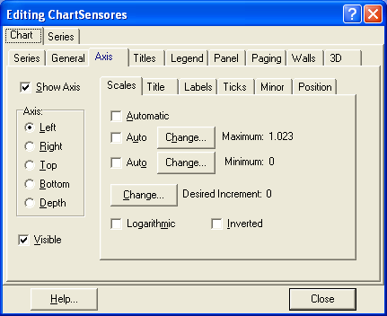 Figura 23: Aba "Chart/Axis" com o eixo "Left" selecionado e a opção "Automatic" já desmarcada.