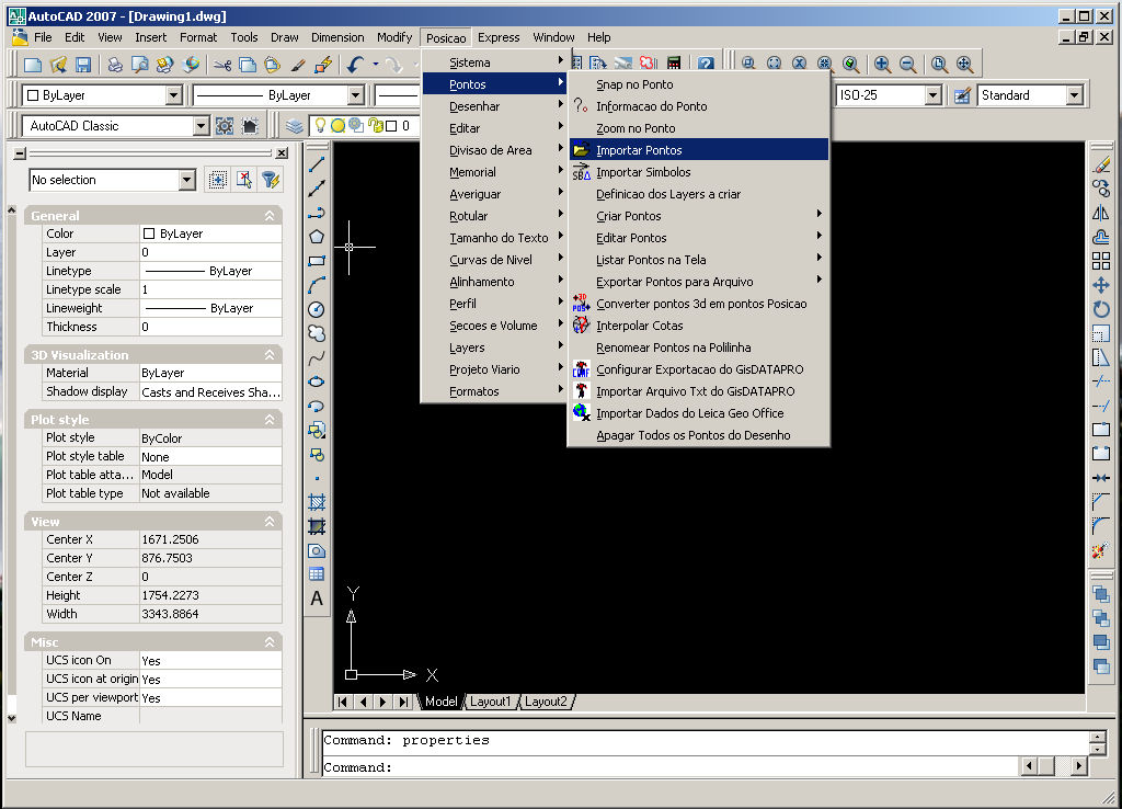 14 Figura 17: Autocad e a aba de importação de pontos.