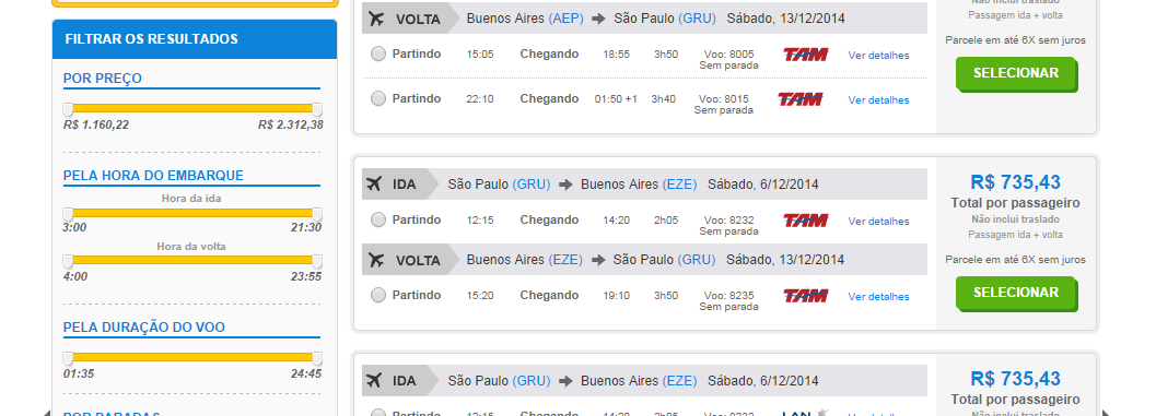 Fazendo a busca do Monte sua viagem Irá buscar online a disponibilidade de aéreos para o destino e data solicitada, conjugando a menor tarifa na