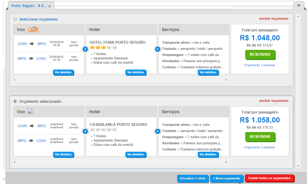 Funcionalidades do Carrinho Quando adicionado um segundo produto, clique no botão Visualizar