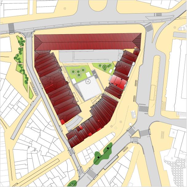 (3) Cardosas Estratégia - Demolição do interior do quarteirão - Criação de uma praça de uso público - Criação de um hotel de qualidade superior - Criação de um parque de estacionamento subterrâneo -