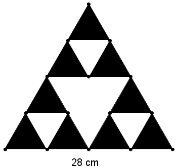 Figura 3: triângulo de Sierpinski- segundo e terceiro nível. Fonte: próprio autor Concluída a construção, foi solicitado aos alunos que preenchessem a seguinte tabela, correspondente ao fractal.