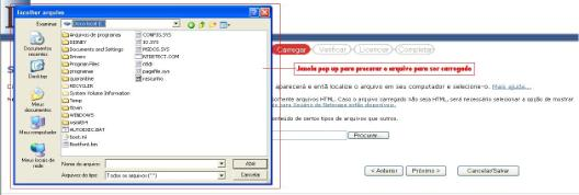 Figura 9: carga ou upload do arquivo Após escolher o arquivo e clicar em Próximo a página de confirmação de carga será apresentada.