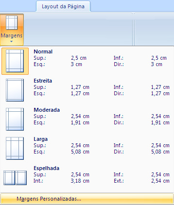 da Página Margens