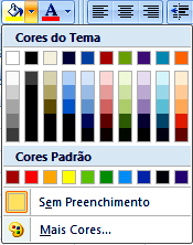 Estes botões, da esquerda para a direita, permitem: Aplicar (N) negrito; Aplicar (I) itálico e Aplicar (S) sublinhado ao texto. Este botão permite a escolha do tipo de borda.