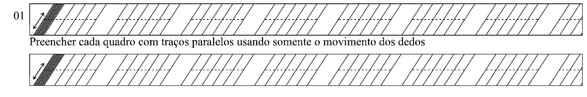 Apontar A Significa que a mão deve ocupar sempre a mesma posição em relação à linha para cada palavra que for escrever, que a ponta da caneta deve estar sempre sobre a linha imaginaria entre o máximo