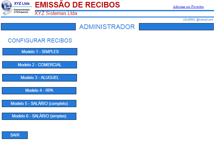 Configurar Recibos Para personalizar o recibo, selecione