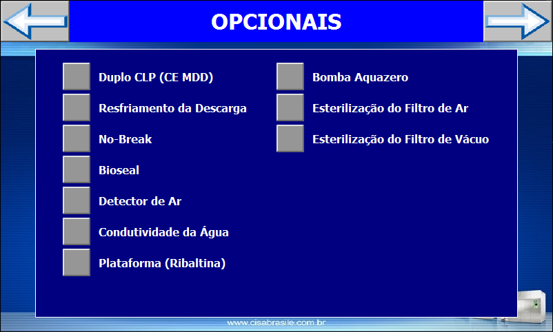 Figura 50 Tela de Inserção do Número de Série da Autoclave Na Tela de Configuração de Opcionais (Figura 51) são selecionados o funcionamento para dispositivos e/ou funções opcionais que podem ser