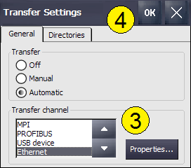 Figura 1 Opções da IHM Figura 2 Tela de Configurações Figura 3 Menu Transfer Settings 3.2. ENDEREÇO IP Para Comunicação do Computador com a IHM, através da Função Pack&Go (Tópico 7.