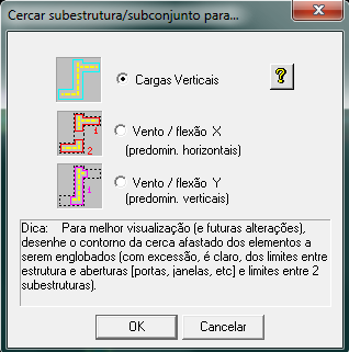 Definição das subestruturas As subestruturas são a maneira como o programa distribui as tensões nas paredes.