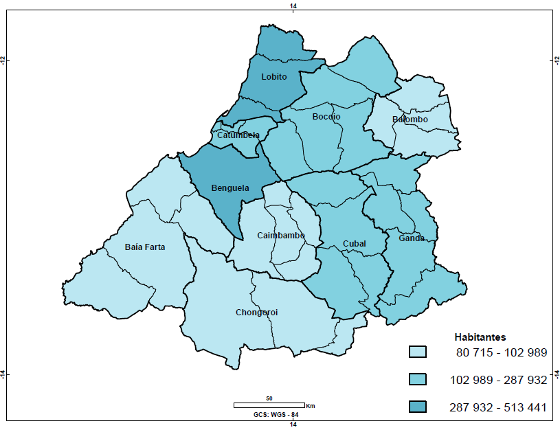 Gráfico 9.1 Distribuição percentual da população residente por município, 2014 Cartograma 9.