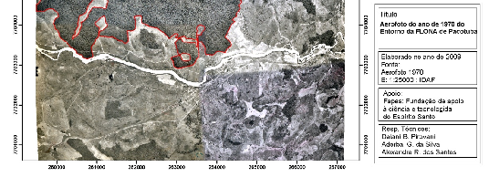 Figura 2.2 Fotografia aérea da área de estudo correspondente ao entorno da RPPN Cafundó no ano de 197 após georeferenciamento e mosaicagem.