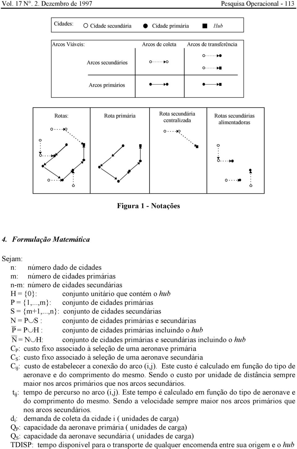 centalizada Rotas secundáias alimentadoas Figua 1 - Notações 4.