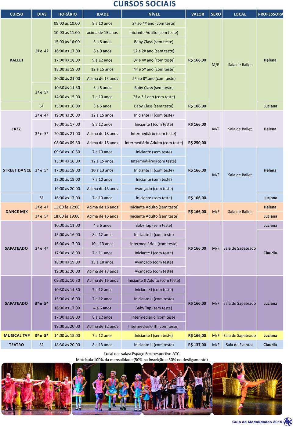 anos Baby Class (sem teste) 14:00 às 15:00 7 a 10 anos 2º a 3 º ano (com teste) 6ª 15:00 às 16:00 3 a 5 anos Baby Class (sem teste) 12 a 15 anos Iniciante II (com teste) 16:00 às 17:00 9 a 12 anos