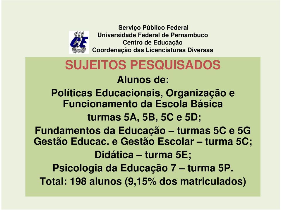 Educação turmas 5C e 5G Gestão Educac.