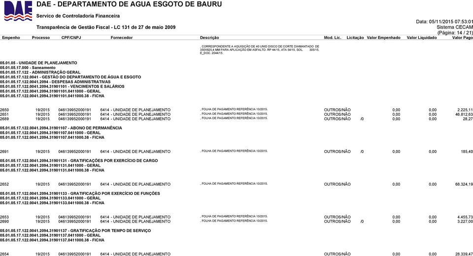 01.05.17.122.0041.2094.31901101 - VENCIMENTOS E SALÁRIOS 05.01.05.17.122.0041.2094.31901101.0411000 