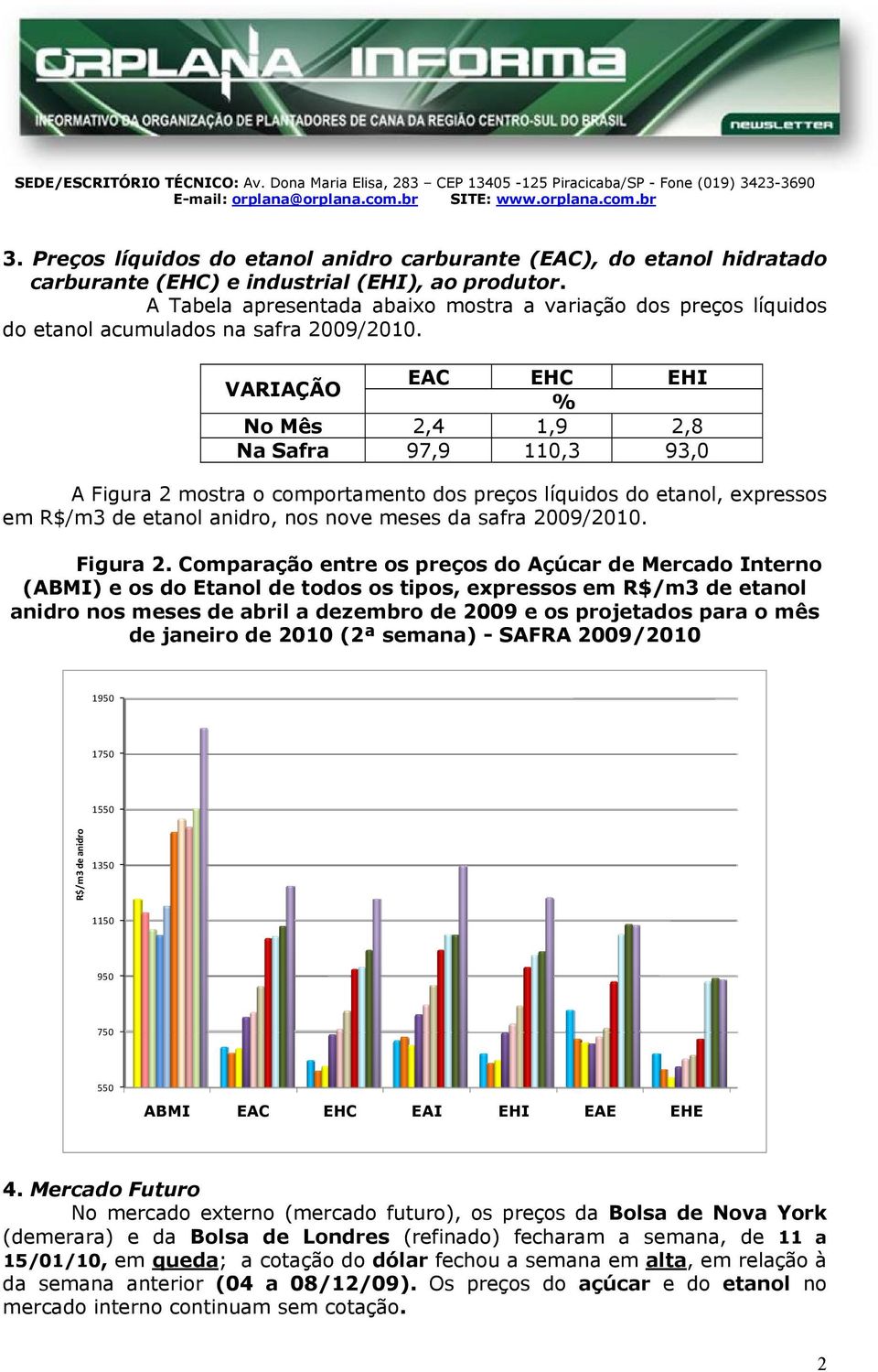 abela apresentada abaixo mostra a variação dos preços líquidos do etanol acumulados na safra 2009/2010.