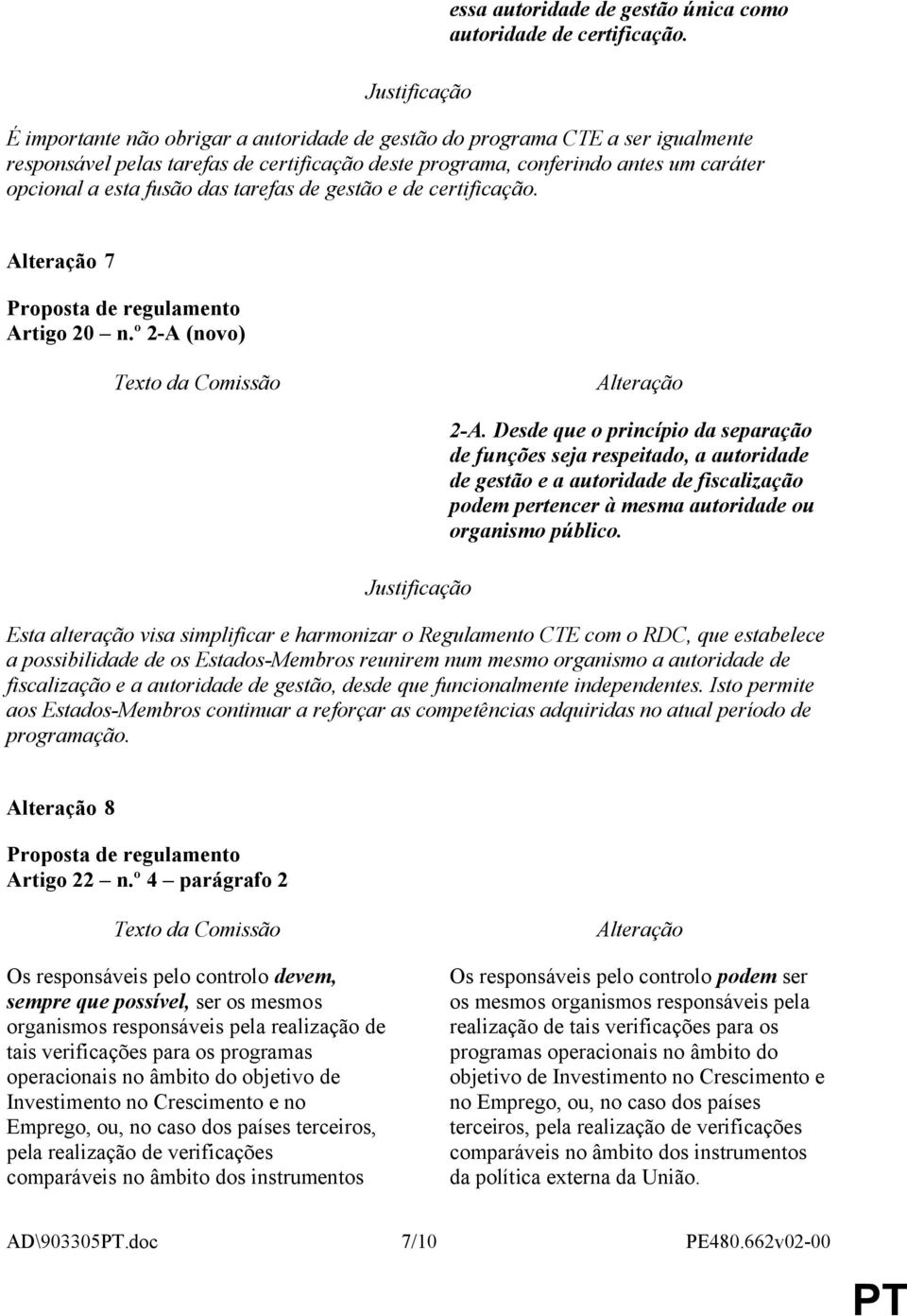 tarefas de gestão e de certificação. 7 Artigo 20 n.º 2-A (novo) Justificação 2-A.