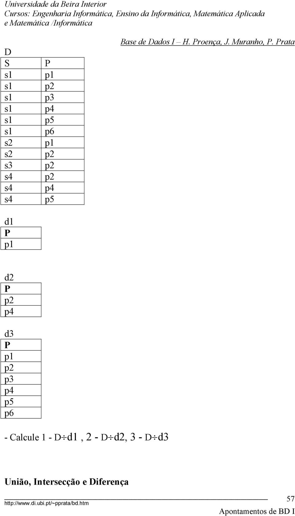 p4 d3 P p1 p2 p3 p4 p5 p6 - Calcule 1 - D d1, 2