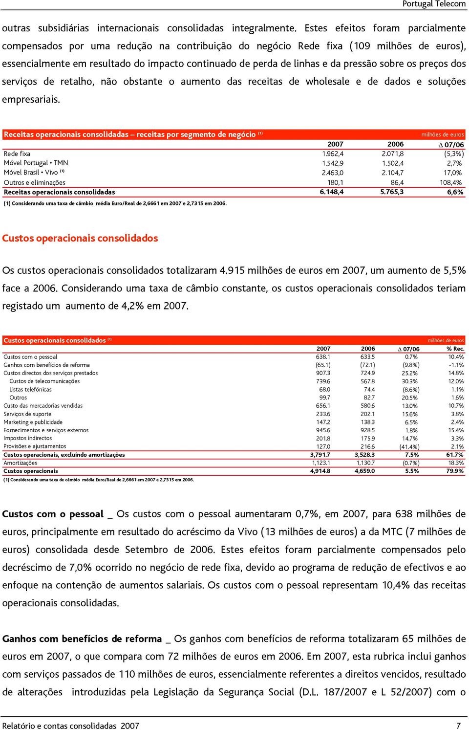 pressão sobre os preços dos serviços de retalho, não obstante o aumento das receitas de wholesale e de dados e soluções empresariais.