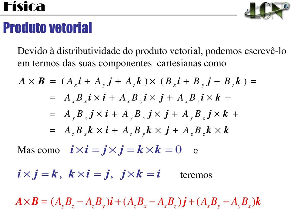 termos das suas componentes cartesanas