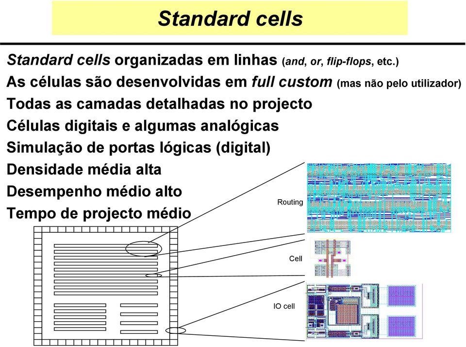 detalhadas no projecto Células digitais e algumas analógicas Simulação de portas lógicas