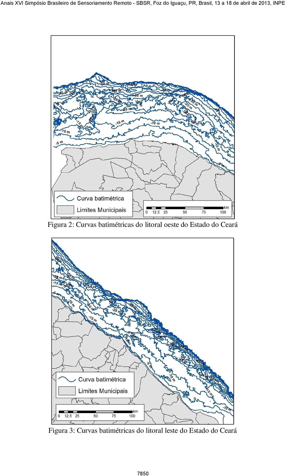 Figura 3: Curvas batimétricas do