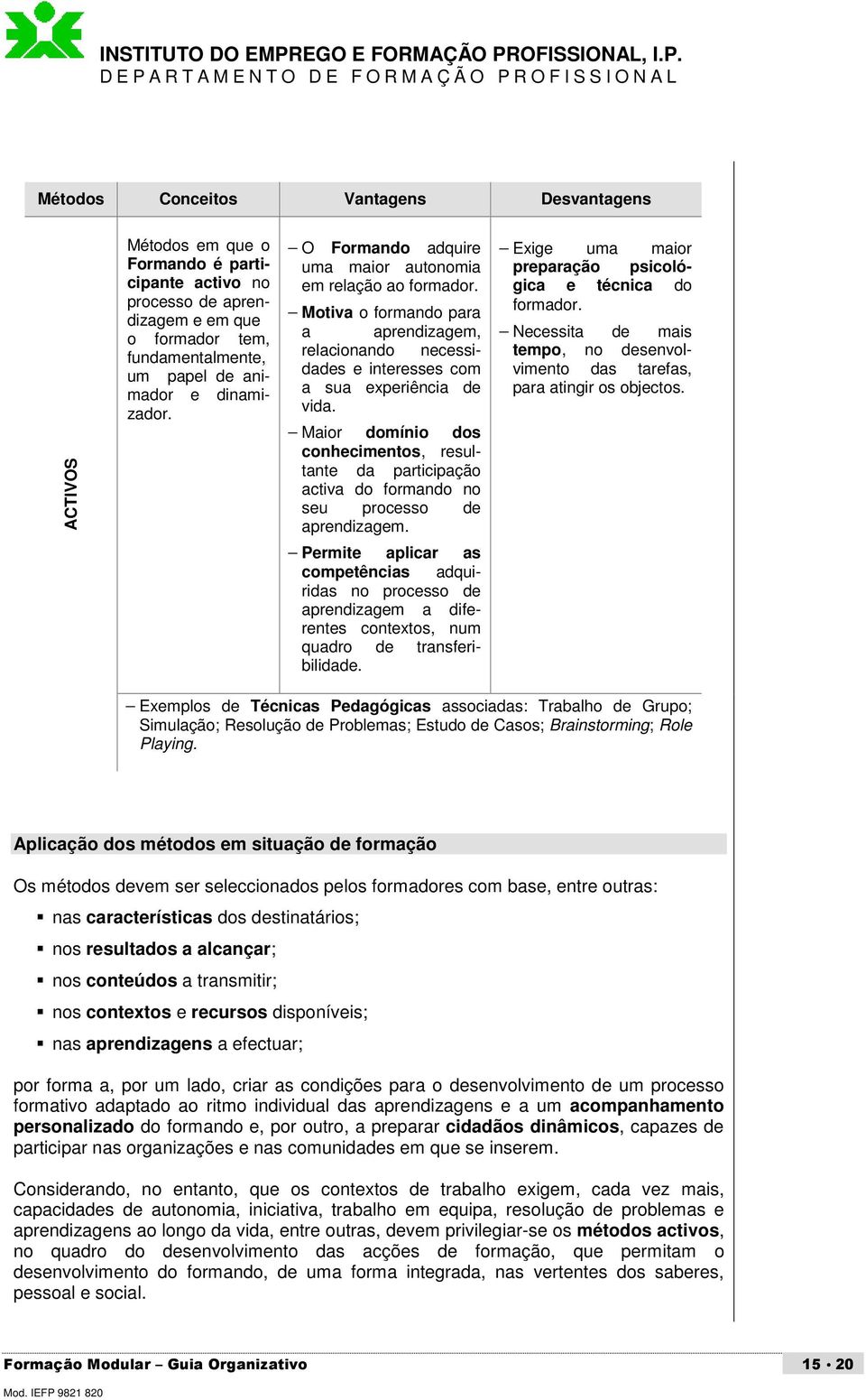 Motiva o formando para a aprendizagem, relacionando necessidades e interesses com a sua experiência de vida.