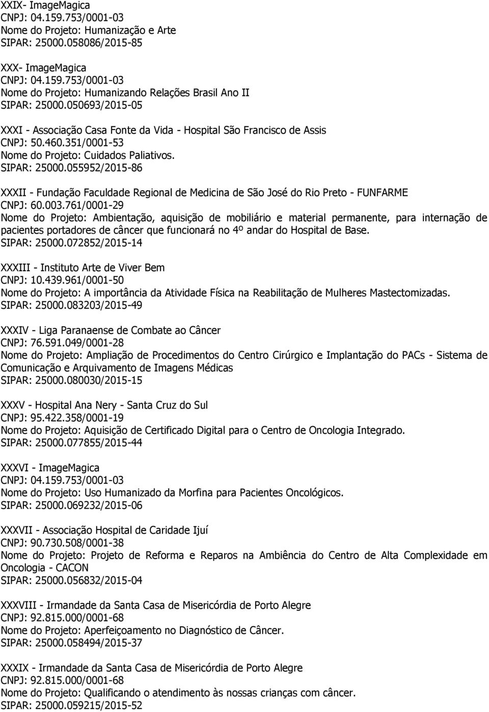 055952/2015-86 XXXII - Fundação Faculdade Regional de Medicina de São José do Rio Preto - FUNFARME CNPJ: 60.003.