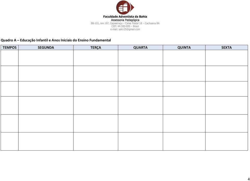 Fundamental TEMPOS SEGUNDA