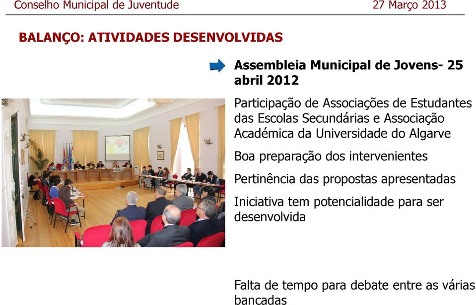 do Algarve Boa preparação dos intervenientes Pertinência das propostas apresentadas