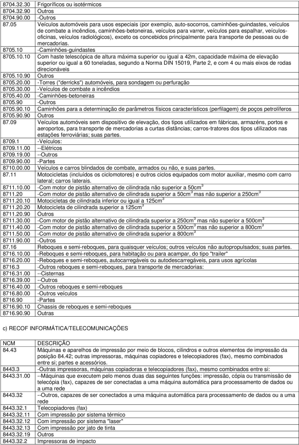 veículosoficinas, veículos radiológicos), exceto os concebidos principalmente para transporte de pessoas ou de mercadorias. 8705.10 