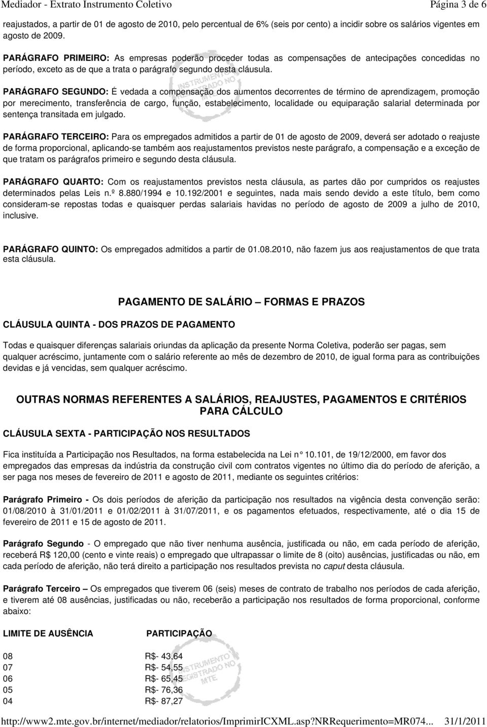 PARÁGRAFO SEGUNDO: É vedada a compensação dos aumentos decorrentes de término de aprendizagem, promoção por merecimento, transferência de cargo, função, estabelecimento, localidade ou equiparação