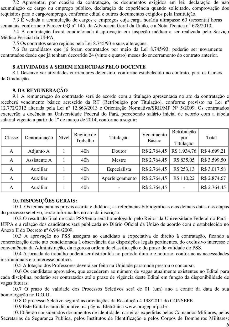 3 É vedada a acumulação de cargos e empregos cuja carga horária ultrapasse 60 (sessenta) horas semanais, conforme o Parecer GQ n 45, da Advocacia Geral da União, e a Nota Técnica n 628/200. 7.