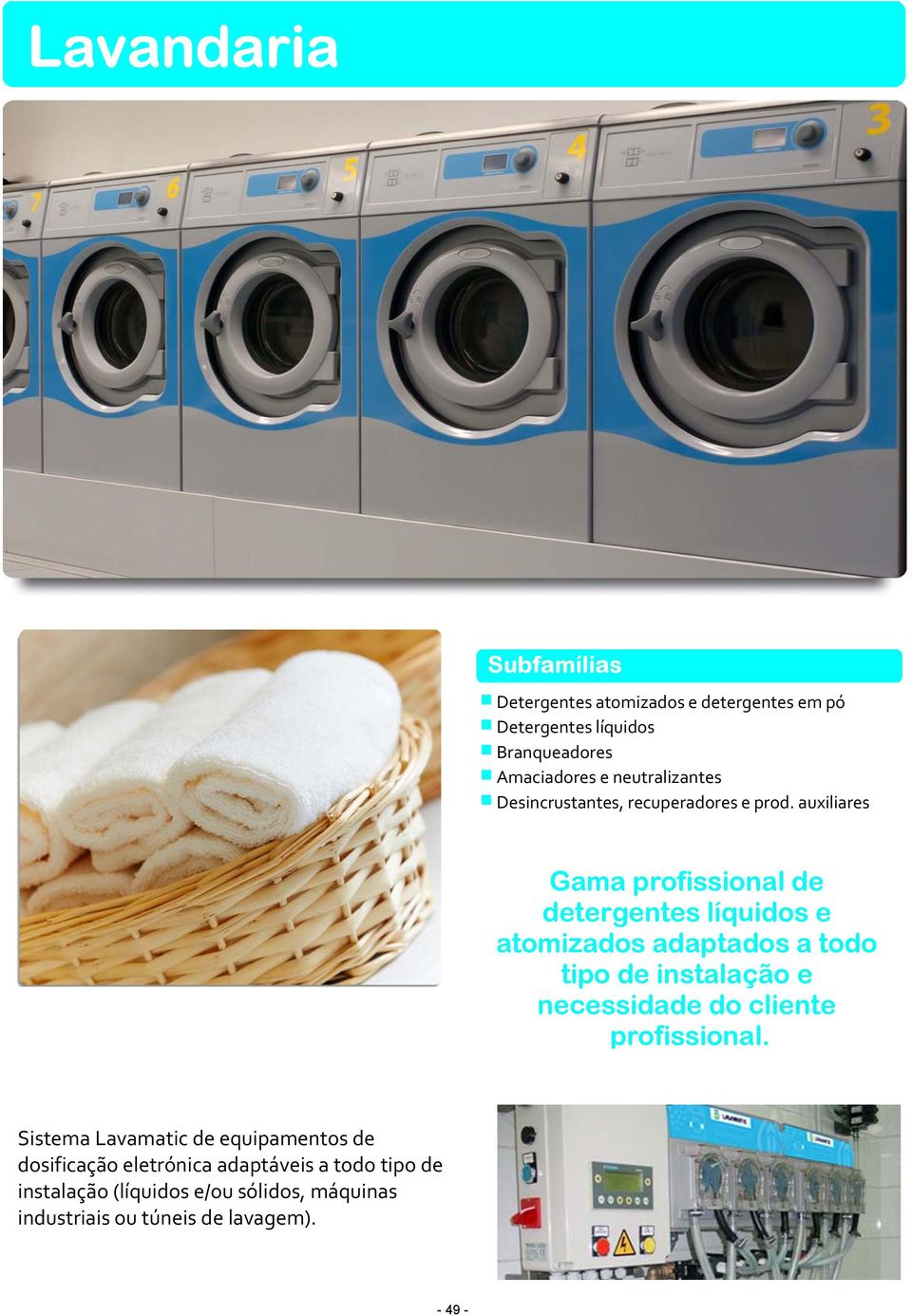 auxiliares Gama profissional de detergentes líquidos e atomizados adaptados a todo tipo de instalação e necessidade do