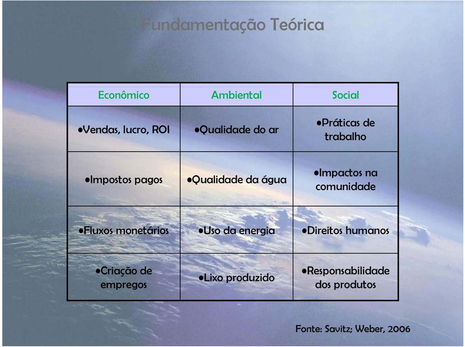 Impactos na comunidade Fluxos monetários Uso da energia Direitos humanos