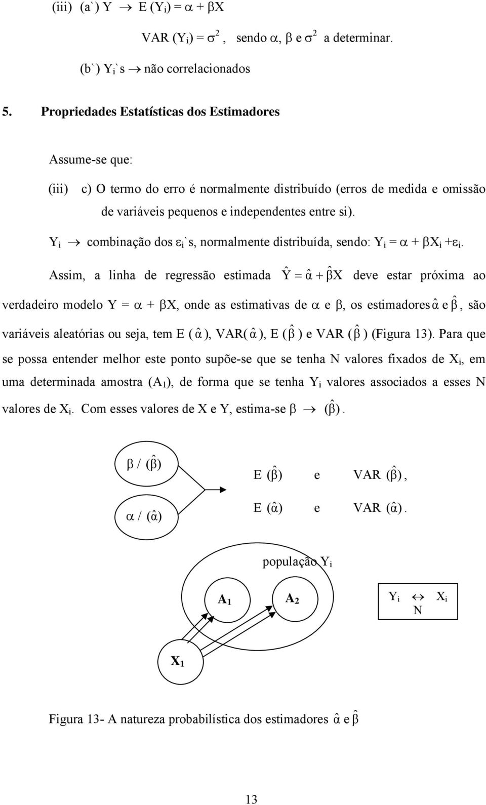 Y combnação dos ε `s, normalmene dsrbuída, sendo: Y = α + β +ε.