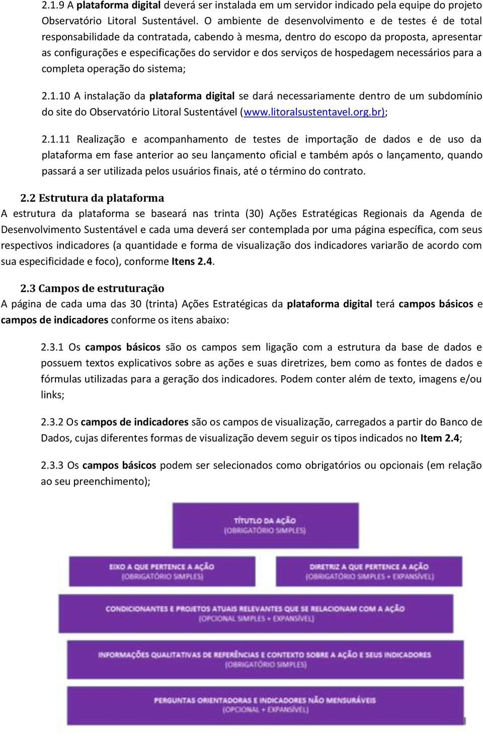 serviços de hospedagem necessários para a completa operação do sistema; 2.1.